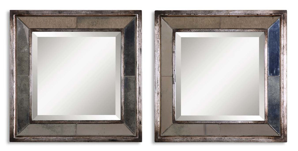 Antique Silver Mirrors Set of 2 - Vintage Elegance 