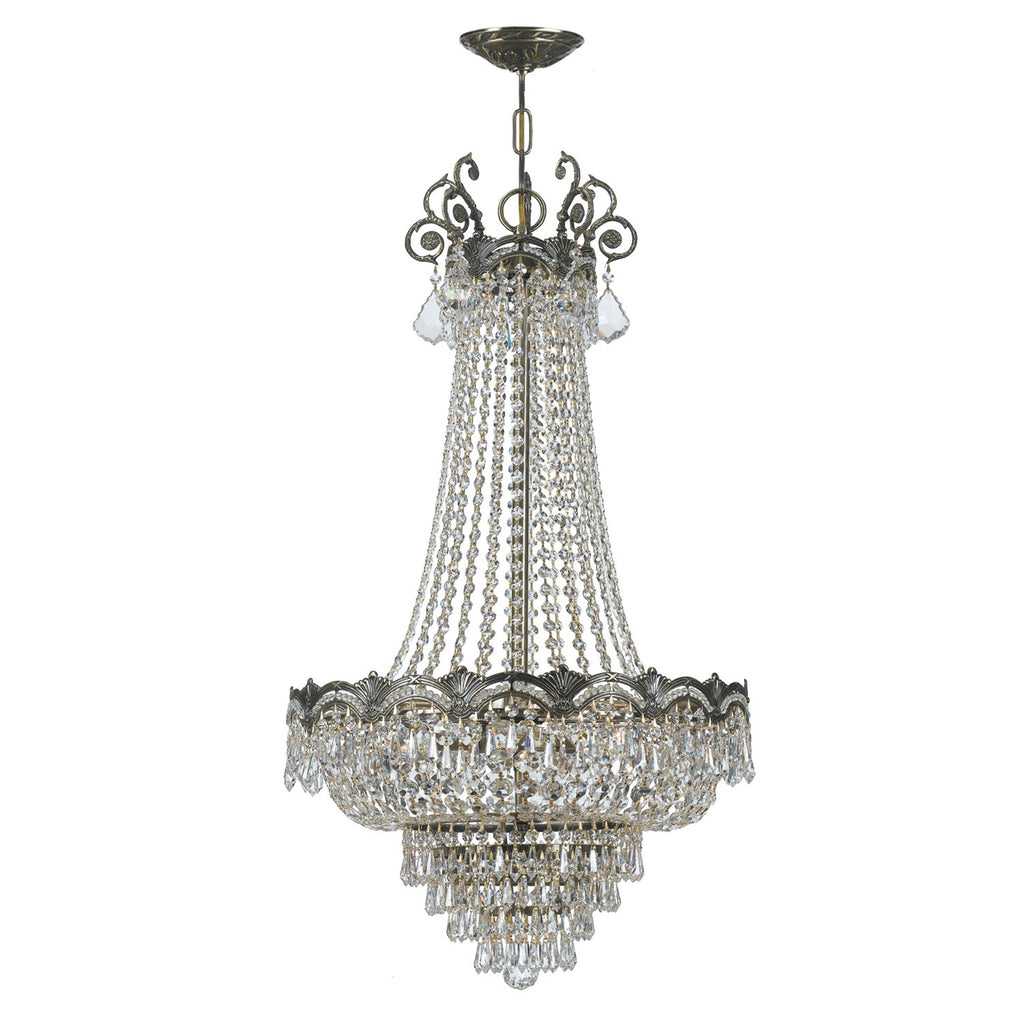 Park Avenue Classic Chandelier - Traditional 8-Light Fixture with Historic Brass Finish and Crystal Jewels