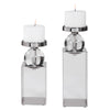 Park Avenue Polished Nickel Candleholders with Crystal Accents