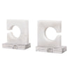 Contemporary White Gray Marble Bookends Crystal Details