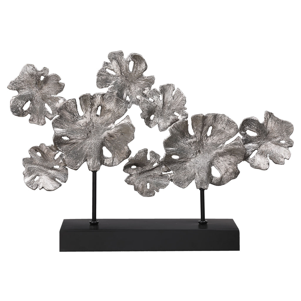 Tribeca Contemporary Silver Leaf Lotus Sculpture