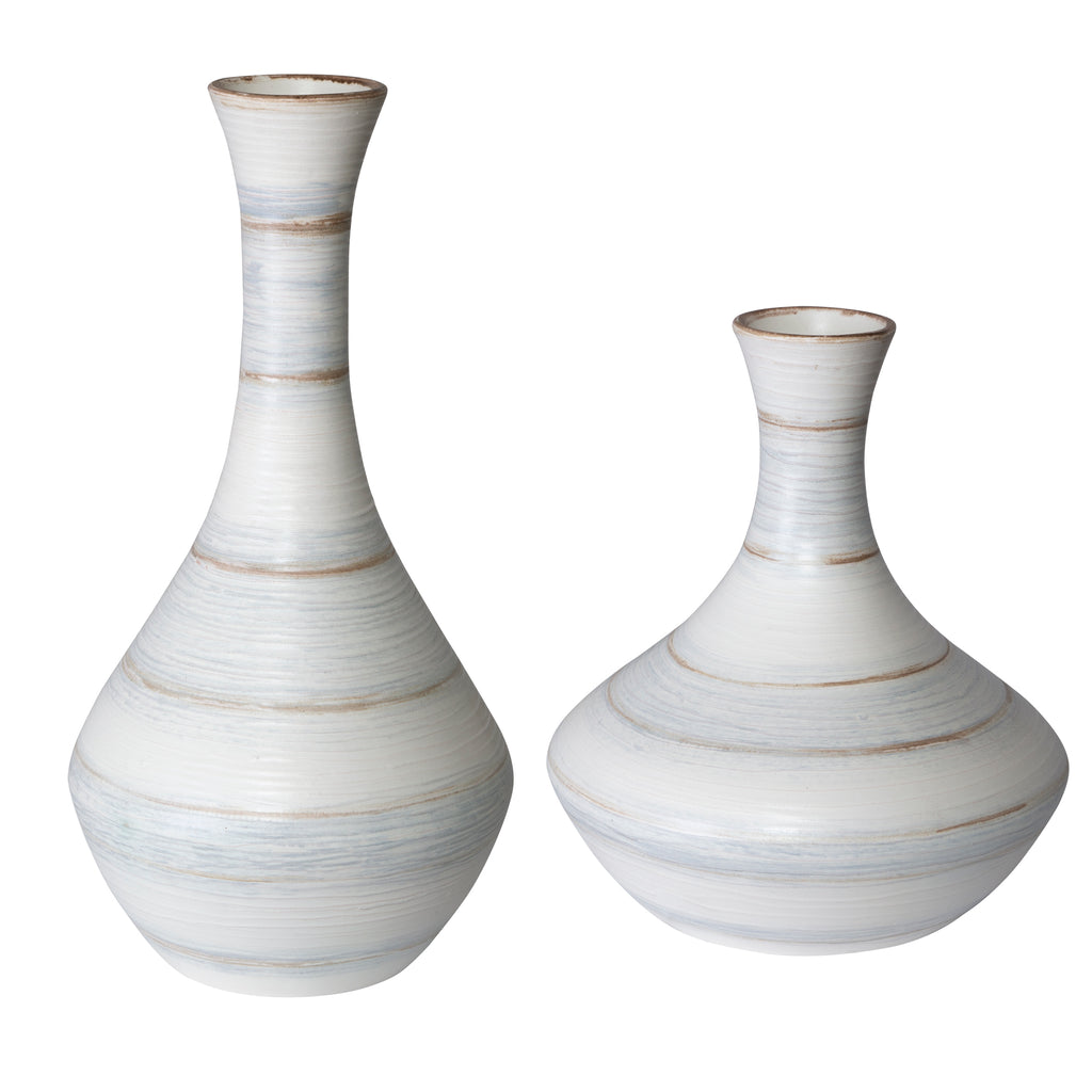 Ivory Blue Ceramic Transitional Vases Handcrafted