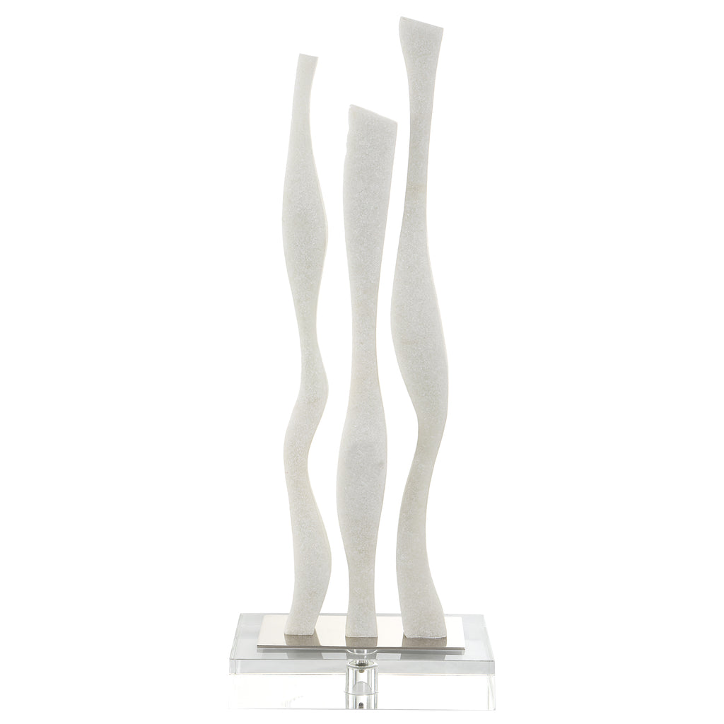 Ivory Abstract Sculpture Crystal Foot Metal Accent