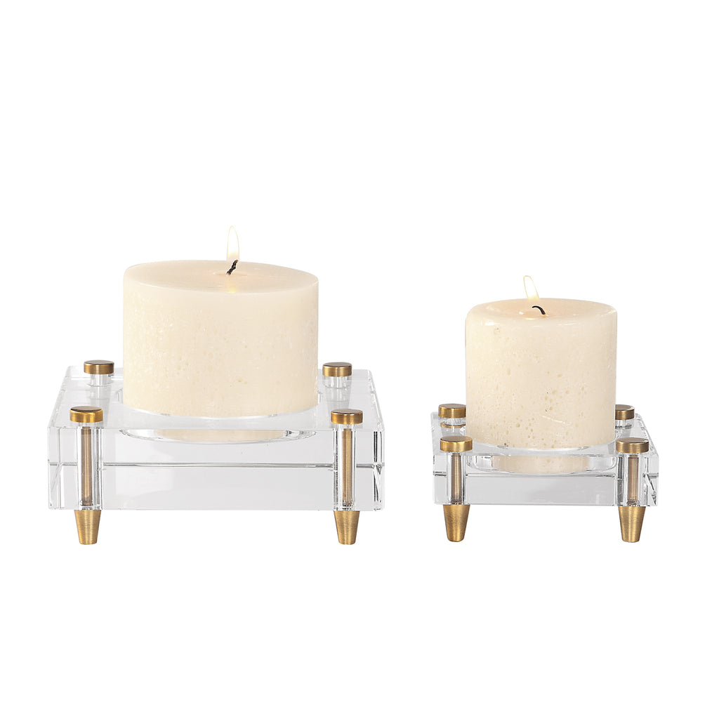 Park Avenue Classic Traditional Candles - Crystal Candleholders with Brass Legs