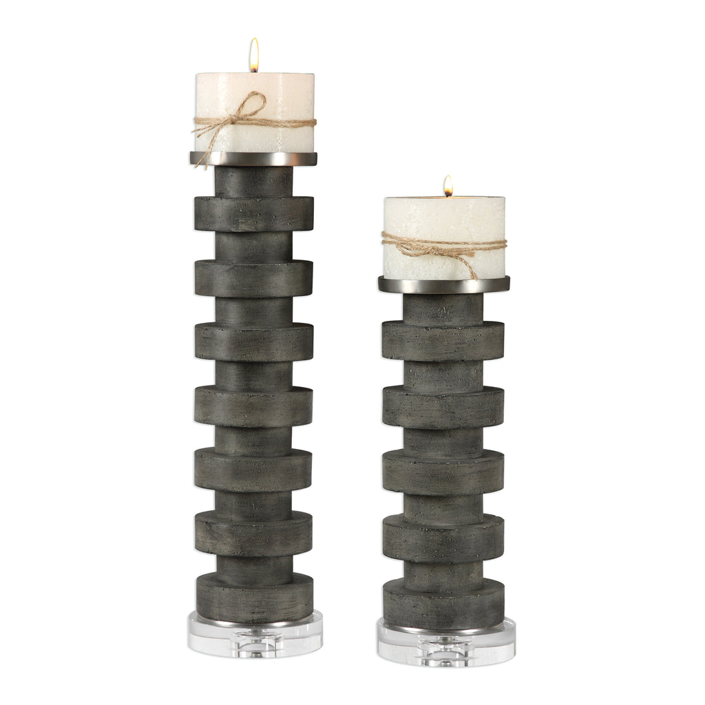 Uttermost Home Accents Karun Concrete Candleholders