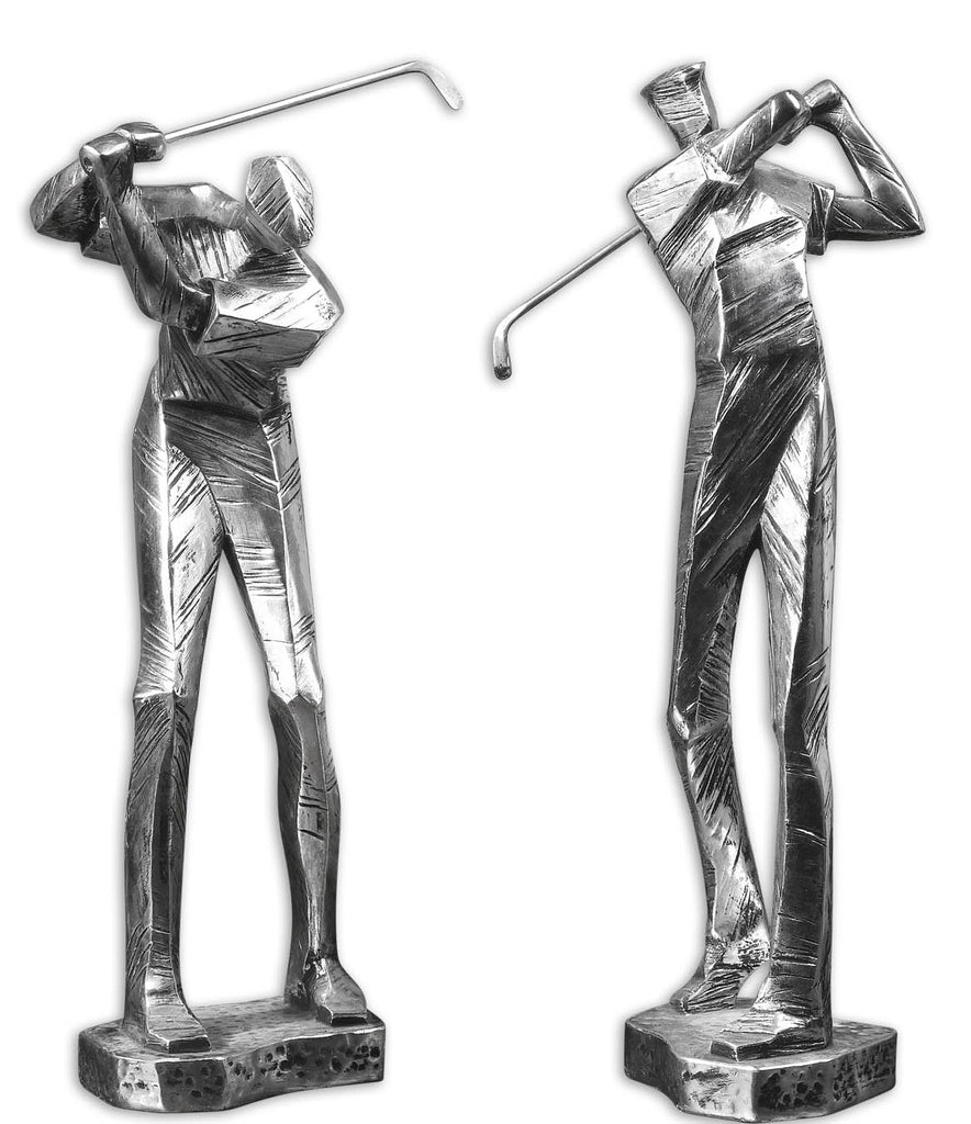 Metallic Silver Wall Street Lux Statues - Alternate Image