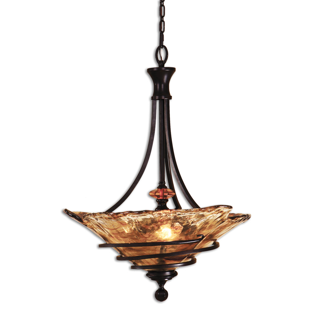 Amber Artistry Pendant | Oil Rubbed Bronze | Toffee Art Glass