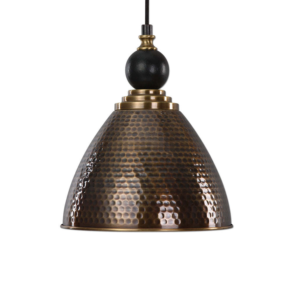 Rustic Pendant Light with Hammered Antique Brass Finish