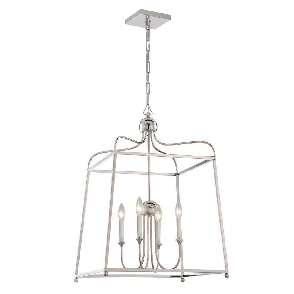 Hampton Retreat Chandelier Black Forged Polished Nickel