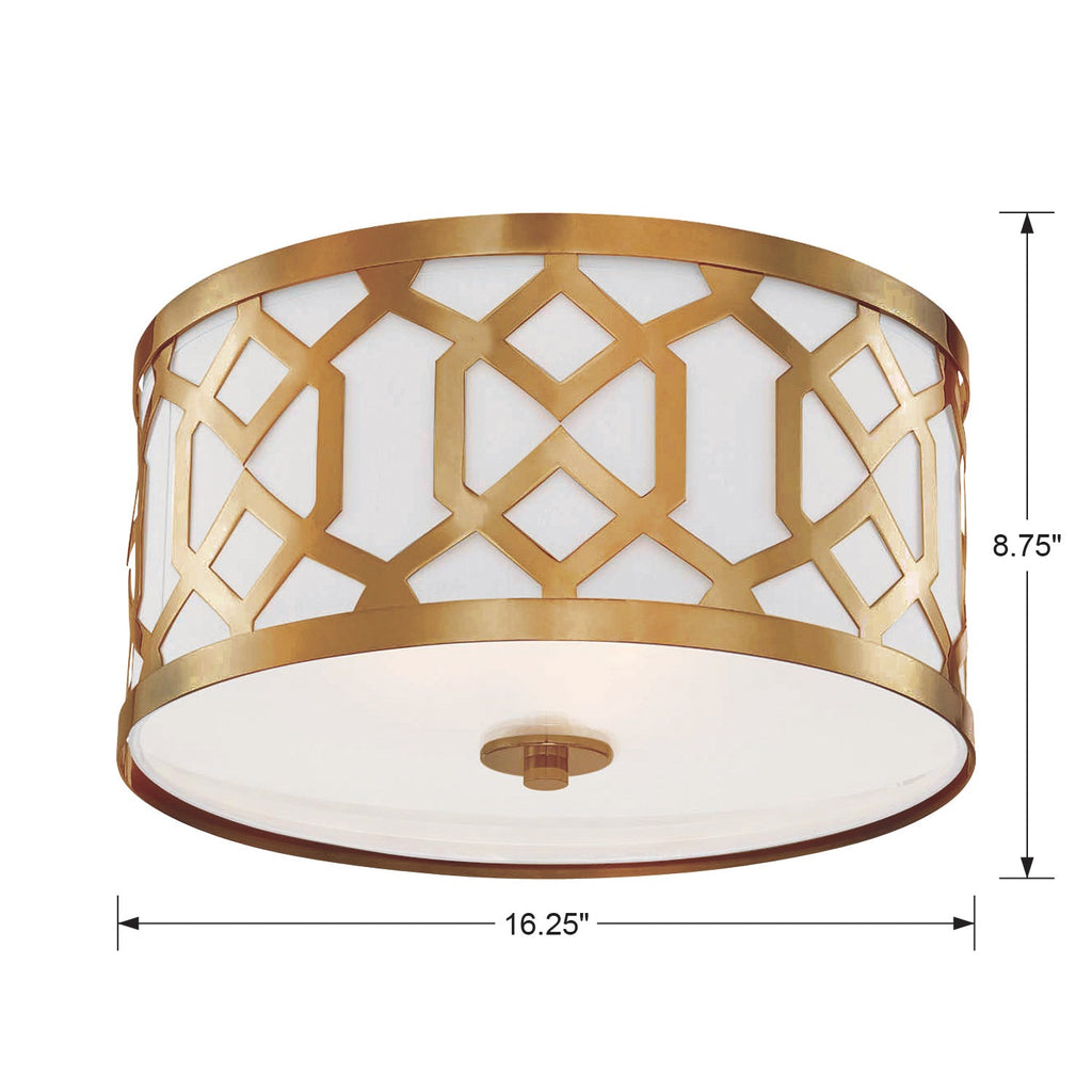 Modern Aged Brass Ceiling Mount Light Fixture - Bryant Park 3-Light | Item Dimensions