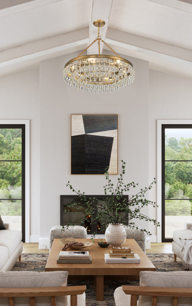 Modern 6-Light Chandelier - Vibrant Gold | Melrose & Madison | Lifestyle View