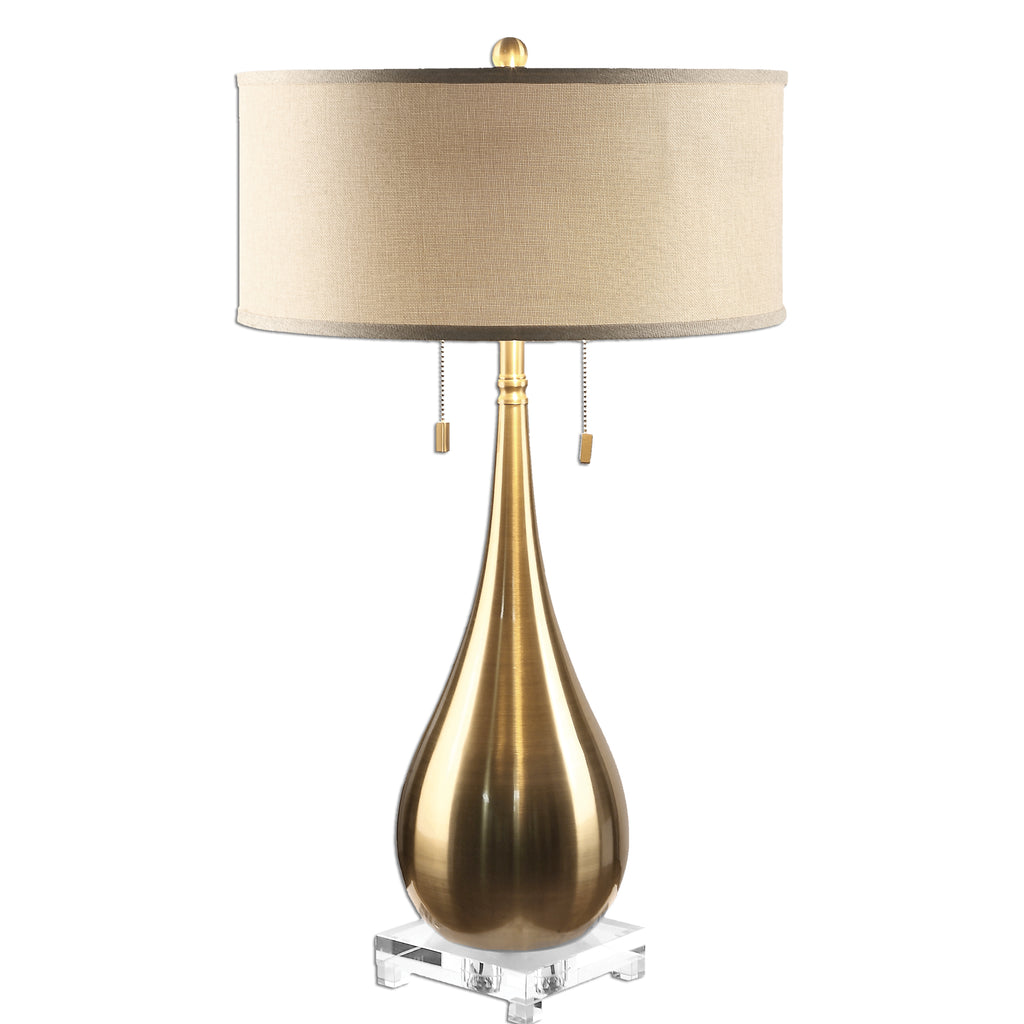 Park Avenue Classic Brushed Brass Table Lamp with Crystal Foot