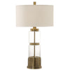 Park Avenue Glass Column Lamp with Antique Brass Details