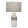 Boho White Crackle Table Lamp - Rustic Elegance