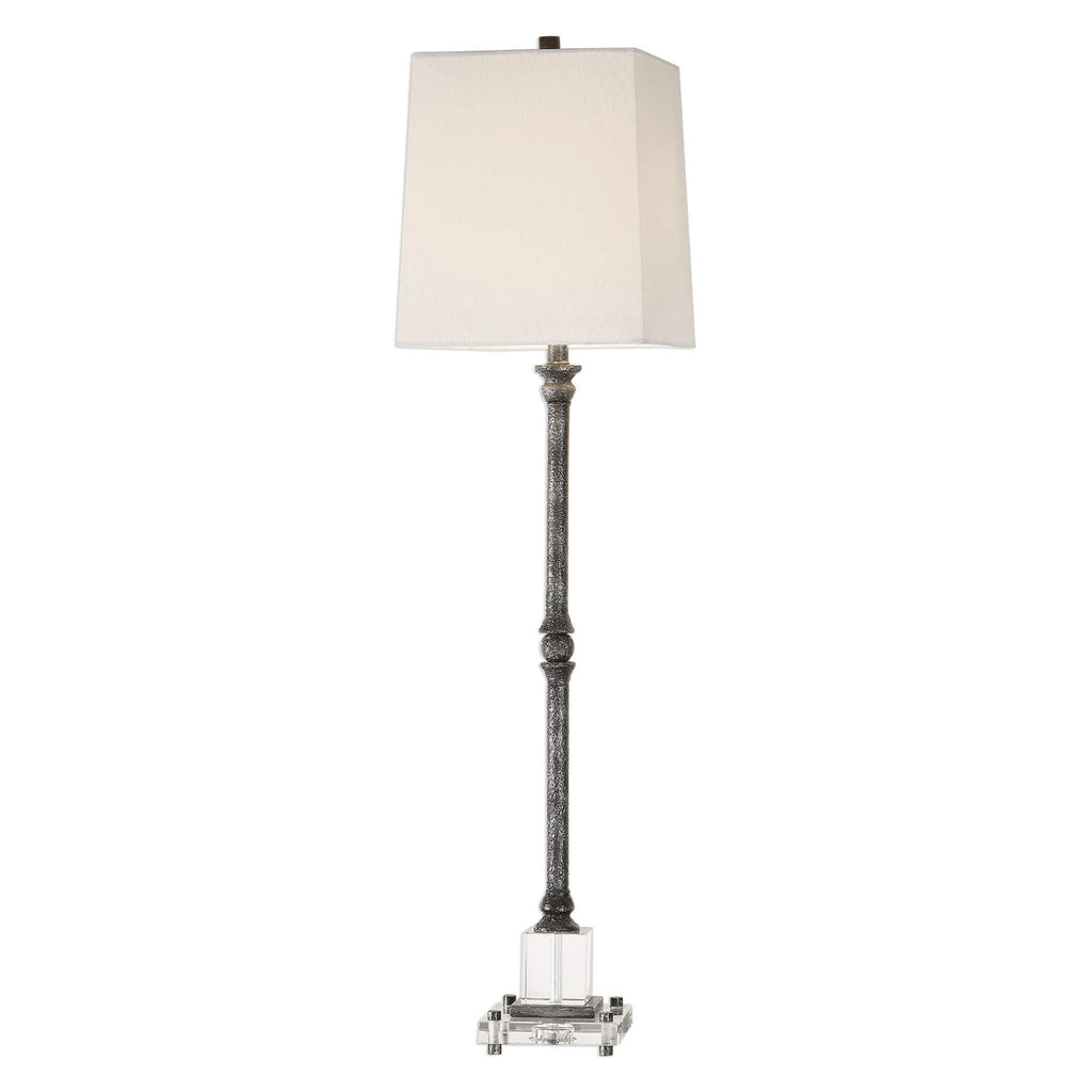 Central Park Chic Buffet Lamp | Aged Black & Silver Highlights