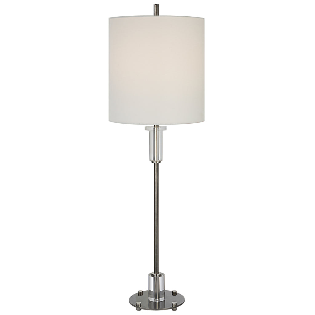 Polished Nickel Buffet Lamp with Crystal Accents | Central Park Chic Lighting