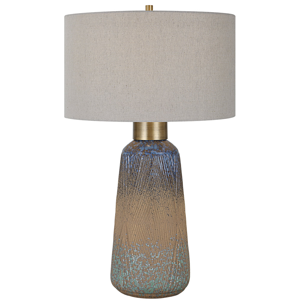 Venice Beach Boho Ceramic Table Lamp | Green & Indigo