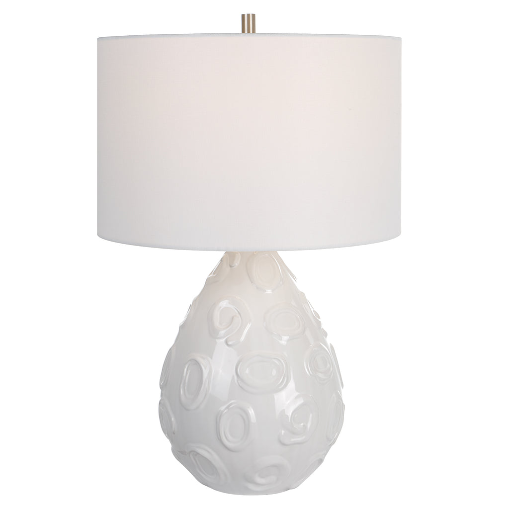 White Glaze Ceramic Table Lamp - Handcrafted Elegance - Alternate Image