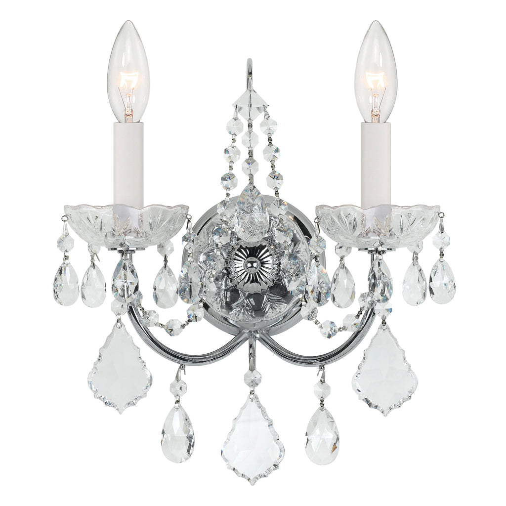 Park Avenue Classic Wall Mount - Traditional 2-Light Fixture with Cut Crystal Jewels