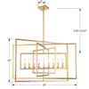 Gramercy Park 9-Light Chandelier in Antique Gold and Raw Steel | Item Dimensions