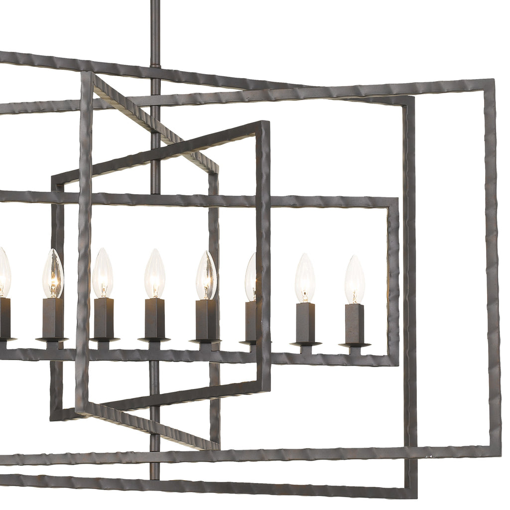 Gramercy Park 9-Light Chandelier in Antique Gold and Raw Steel | Alternate View