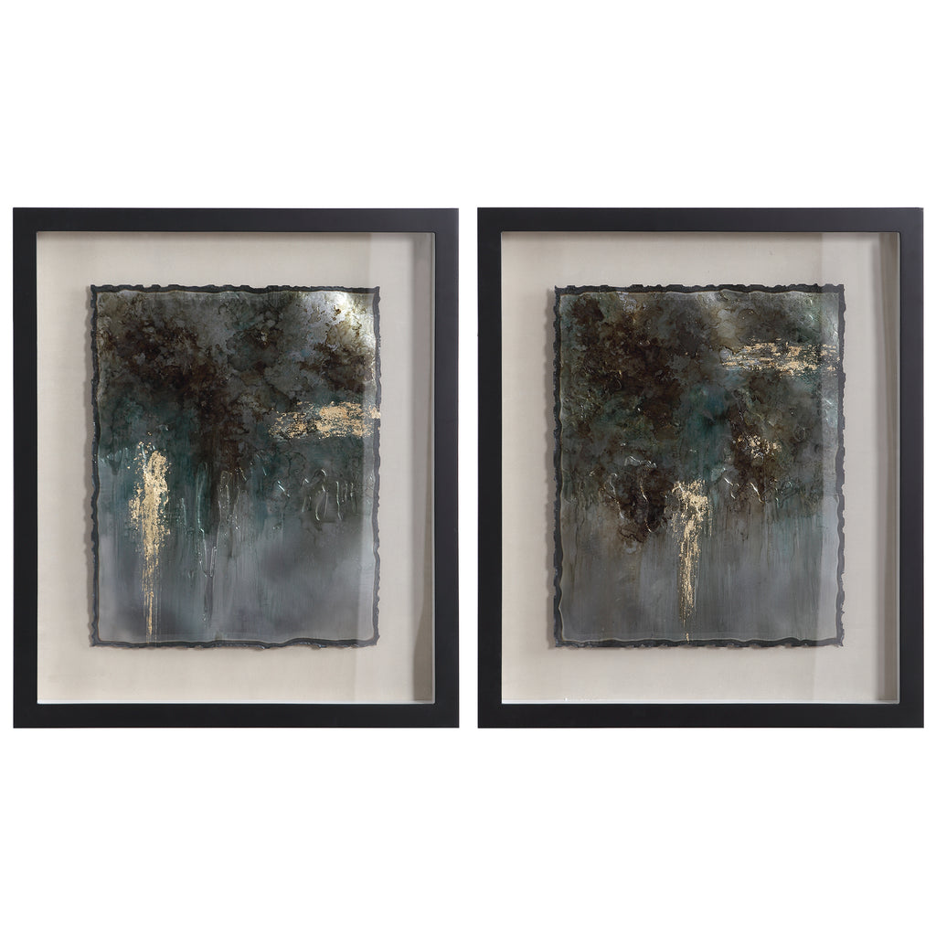 Tribeca Abstract Art | Silver & Gold Leaf - Contemporary Elegance