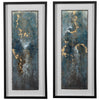 Contemporary Black Abstract Art with Turquoise, Blue, Gold