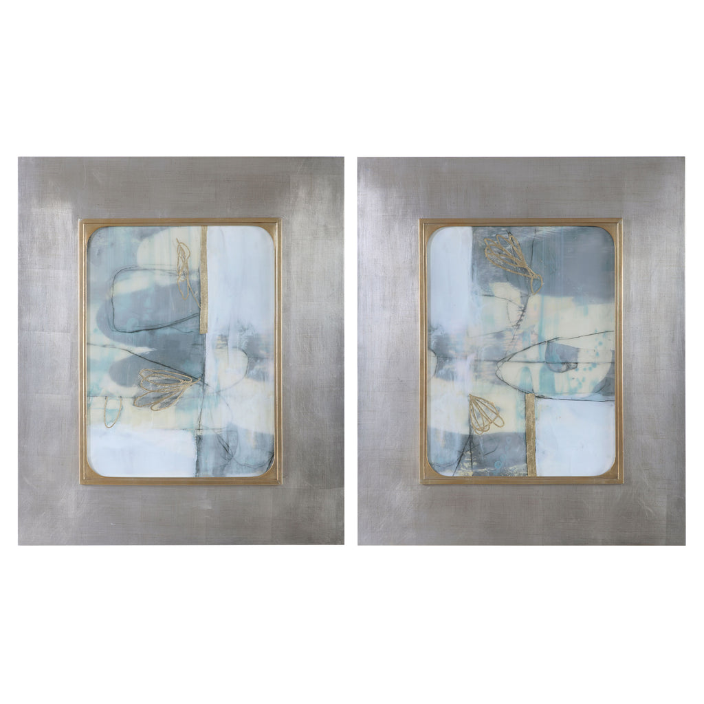 San Fernando Retreat Abstract Print - Gray Blue Art