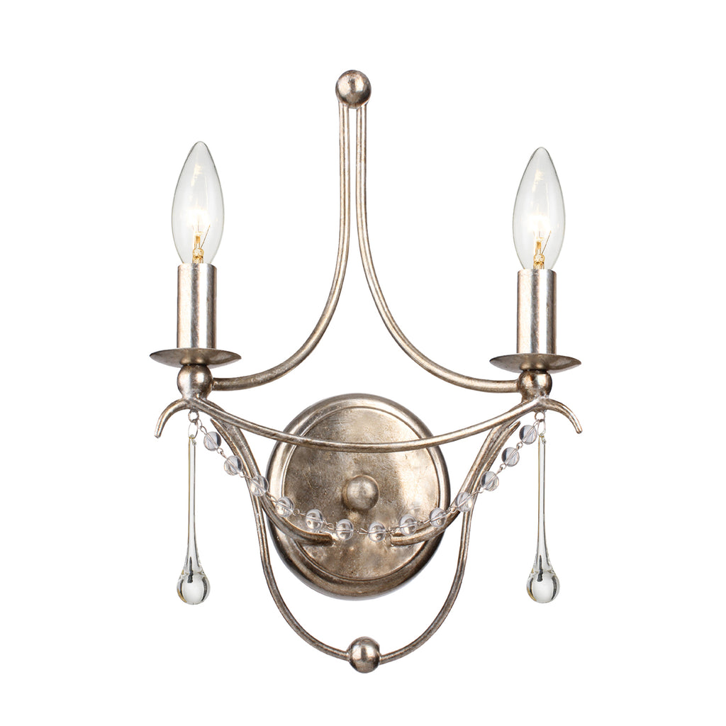 Rustic Hollywood Hills 2-Light Wall Mount in Antique Gold/Silver