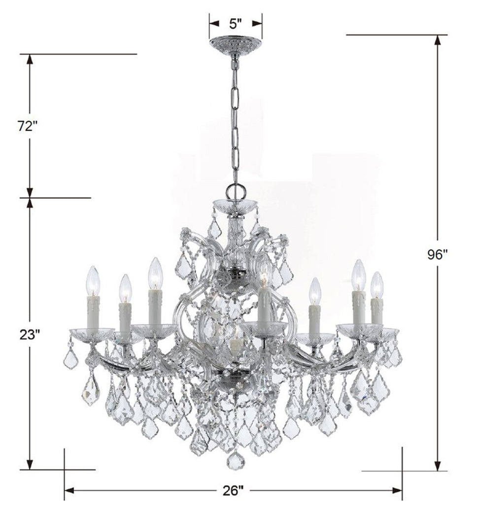 Park Avenue Traditional Chandelier with Crystal Accents - Elegance for Your Home | Item Dimensions