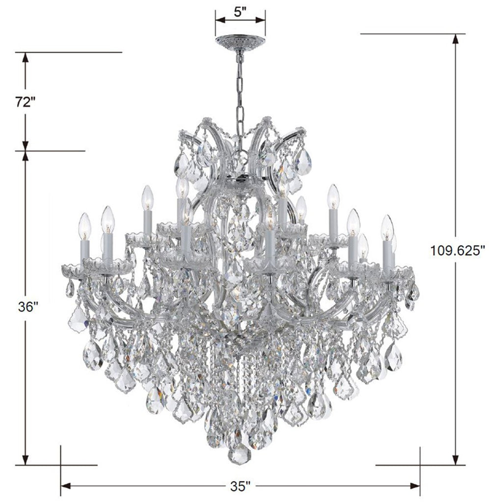 Park Avenue Classic 19-Light Traditional Chandelier with Crystal Accents | Item Dimensions