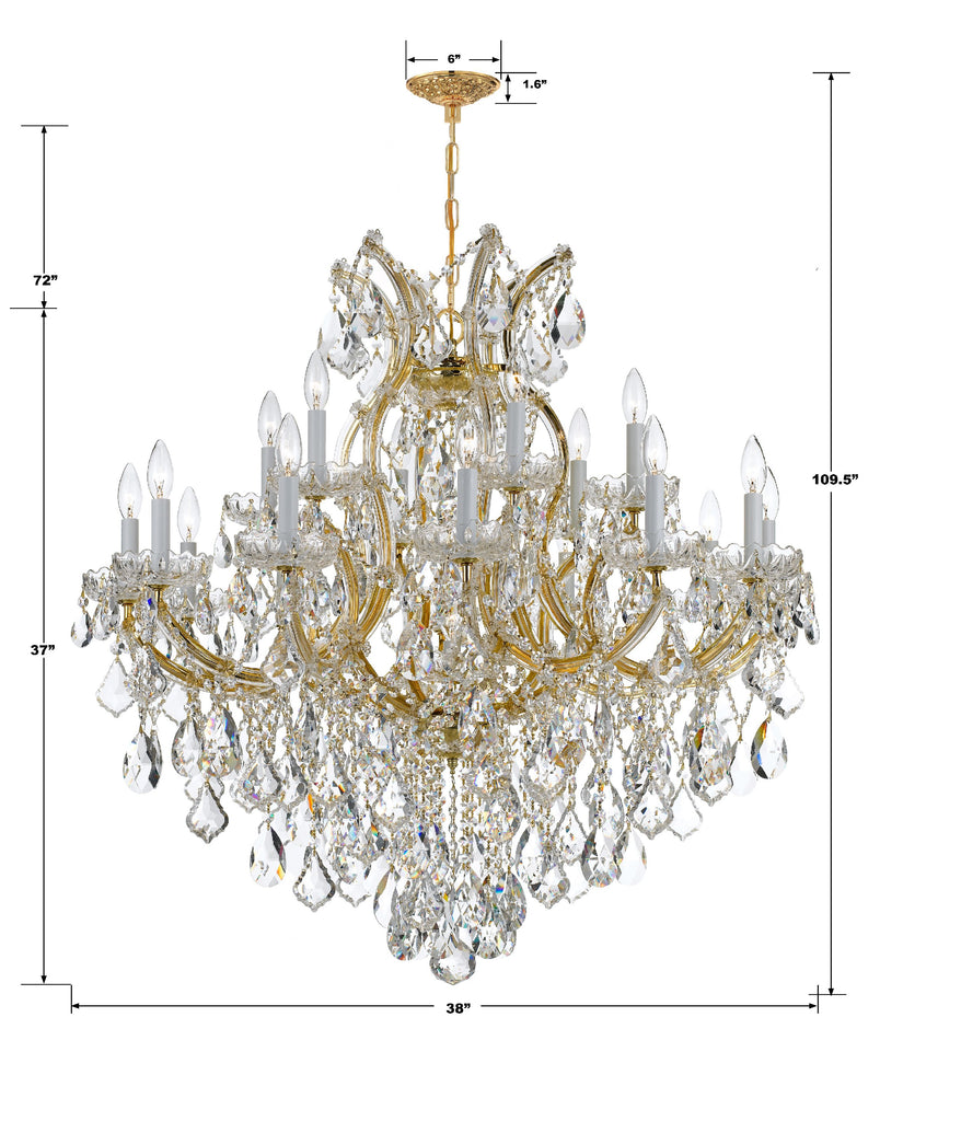 Park Avenue Classic 19-Light Traditional Chandelier with Crystal Accents | Item Dimensions