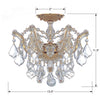 Park Avenue Classic 3 Light Crystal Chandelier Ceiling Mount in Opulent Design | Item Dimensions