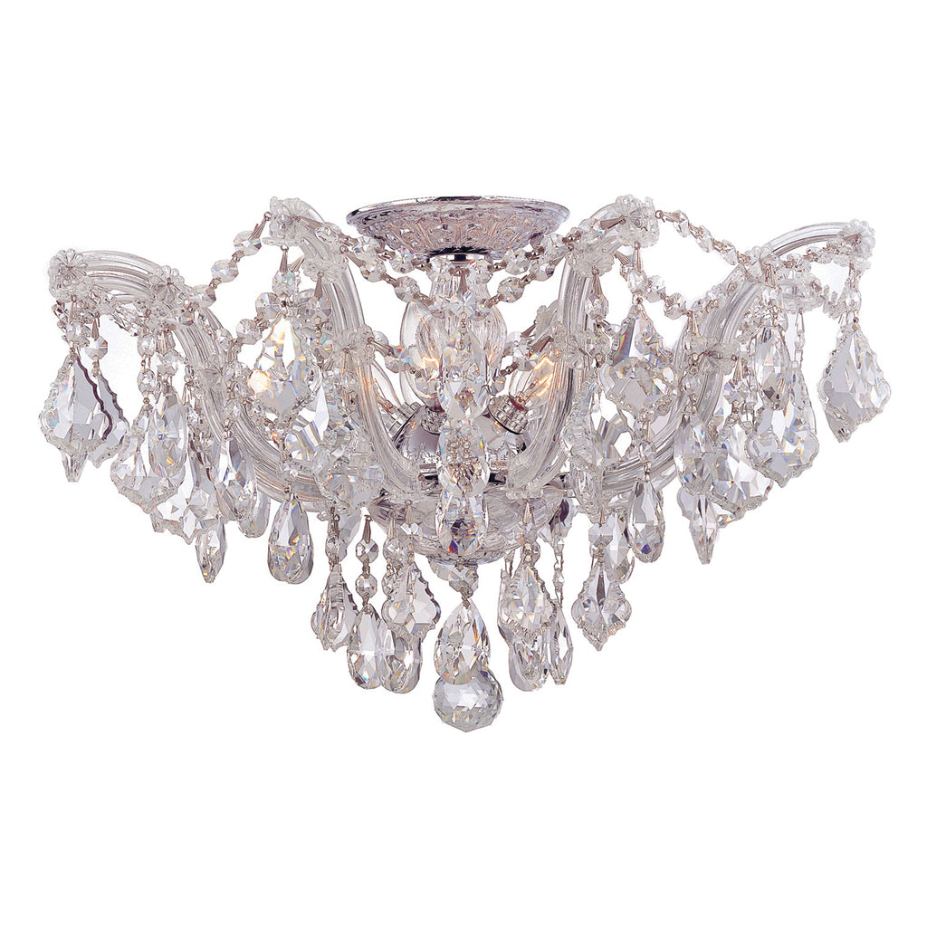 Classic 5-Light Ceiling Mount Historic Brass Swarovski Crystal