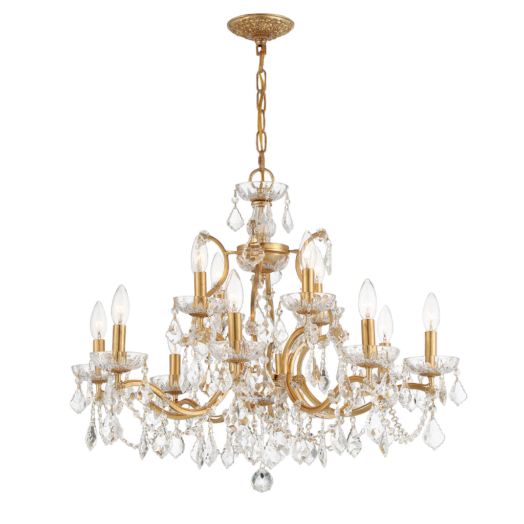 Park Avenue Chandelier - Modern 12-Light Fixture with Wrought Iron and Cut Crystal Elements