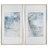 San Fernando Retreat Modern Art Prints in Aqua, Gray, Gold, and Ivory"