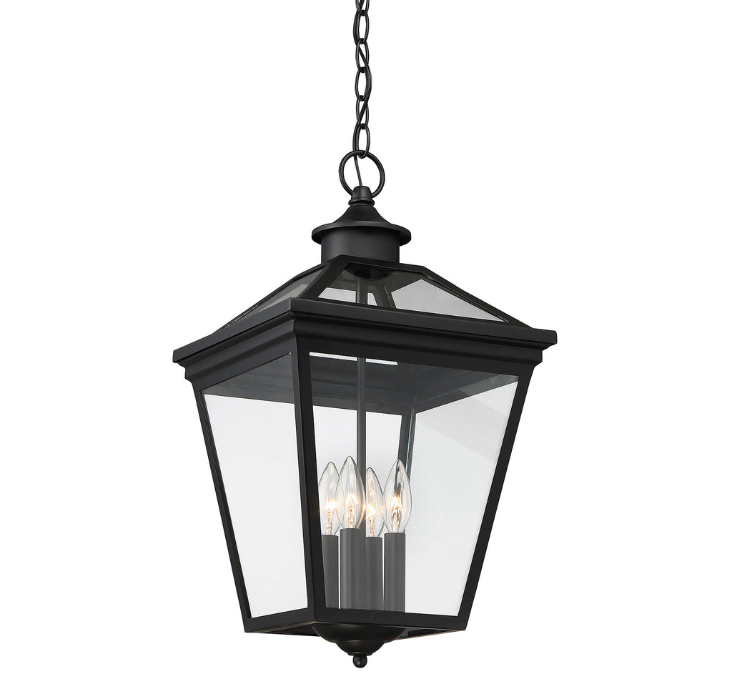 Vintage-inspired hanging lantern with clear glass panels | Alternate View