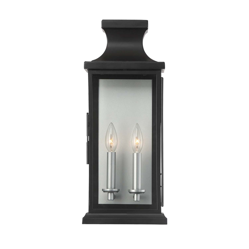 SoHo Chic 2 Light Traditional Outdoor Wall Lantern in Black