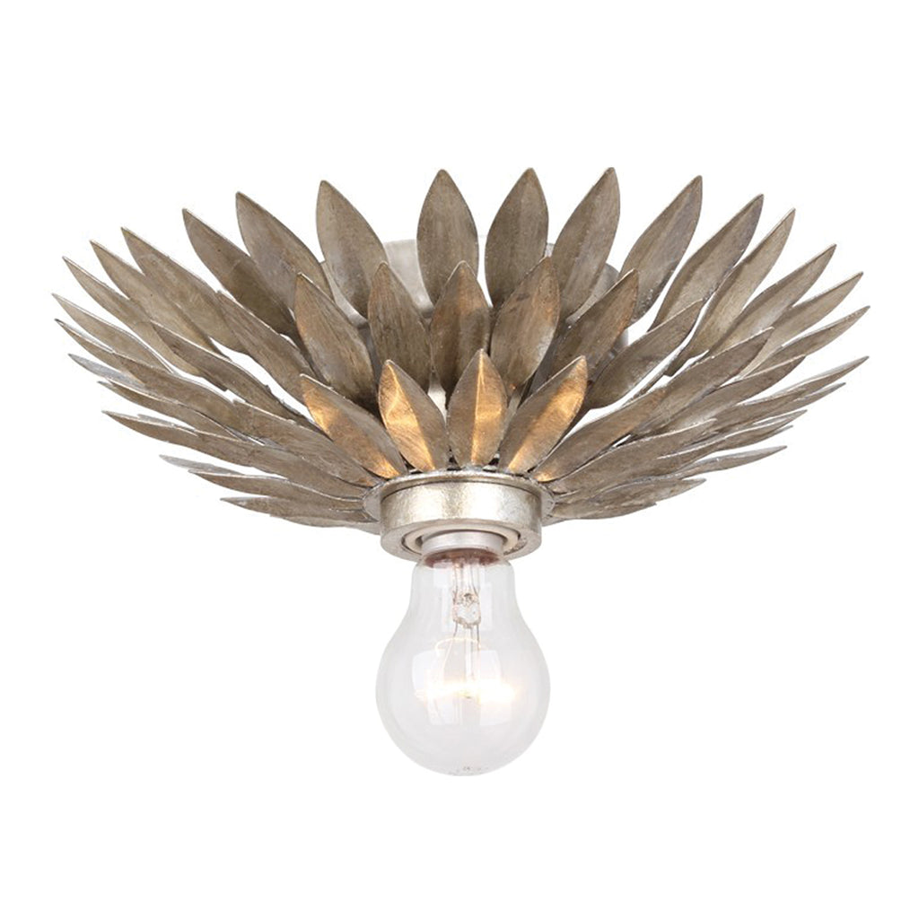 Transitional Ceiling Light | Wrought Iron Leaves | Antique Gold Silver