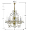 Park Avenue Classic Chandelier | Traditional Crystal Fixture with 8 Lights | Item Dimensions