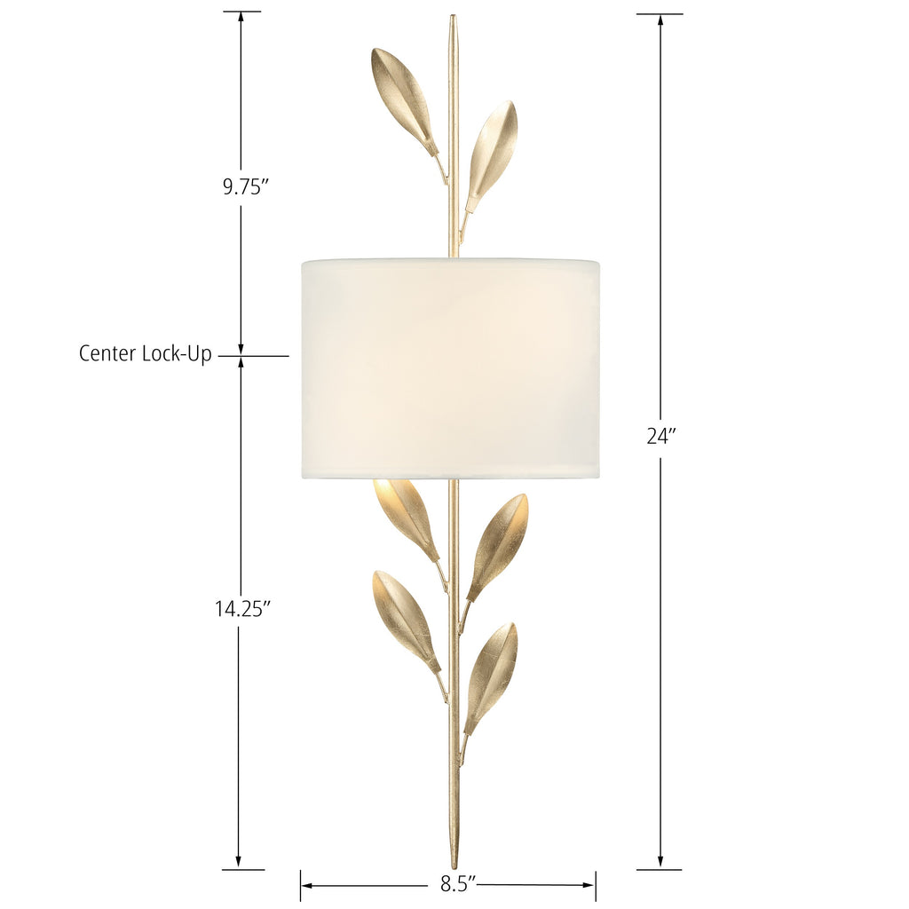 Gramercy Park 2-Light Wall Mount | English Bronze, Antique Gold | Wrought Iron Floral Fixture | Item Dimensions