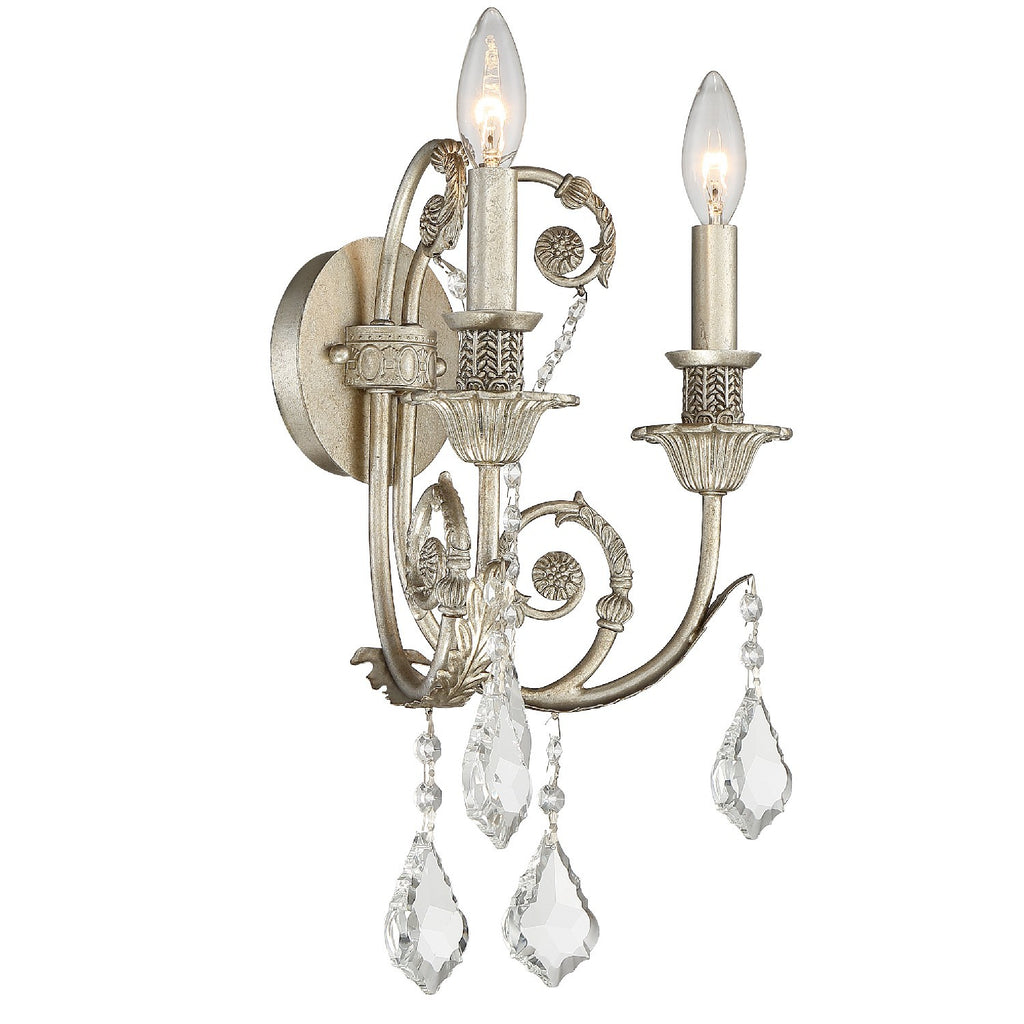 Hollywood Hills 2 Light Traditional Wall Mount in Olde Silver | Alternate View