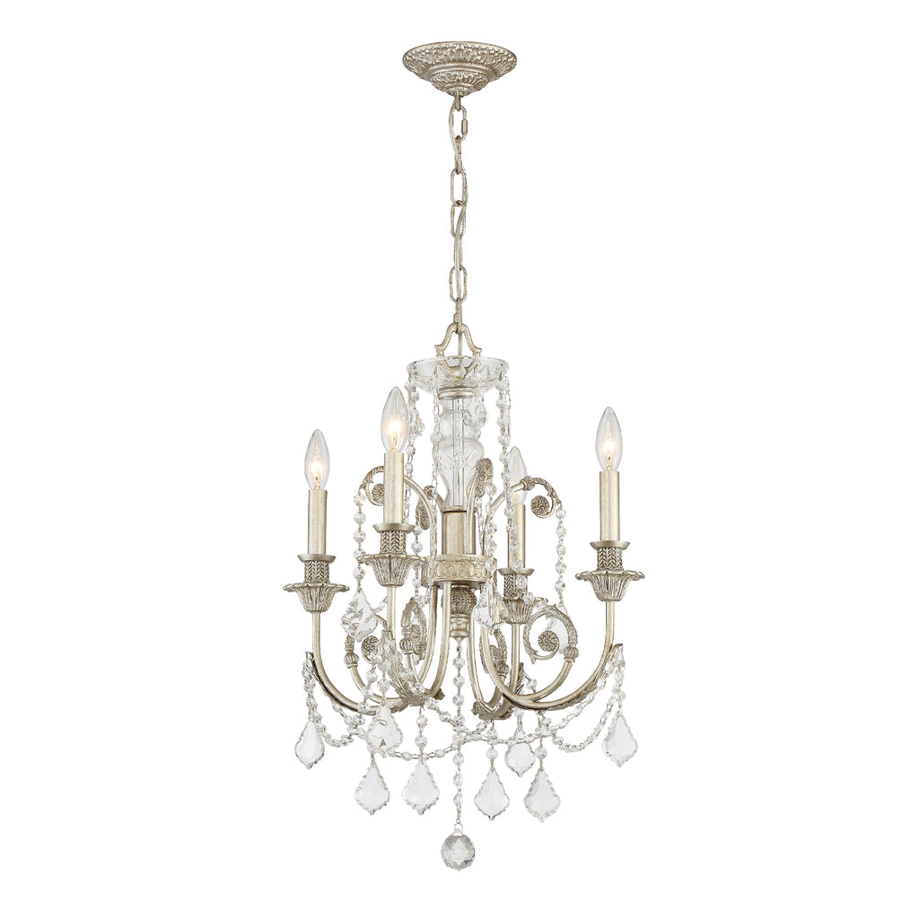 Olde Silver Traditional Mini Chandelier with Crystals