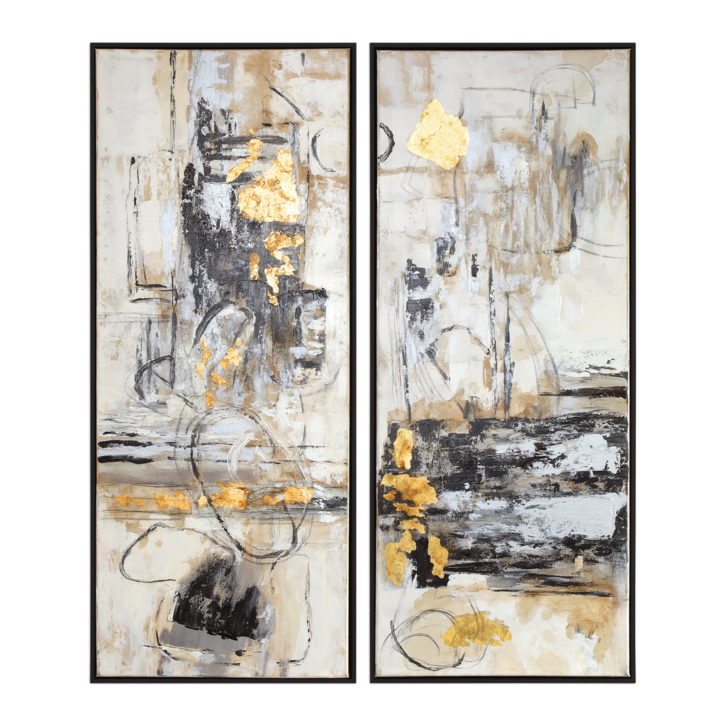 Tribeca Contemporary Abstract Art - Hand-Painted Canvas in Black Frame - Alternate Image