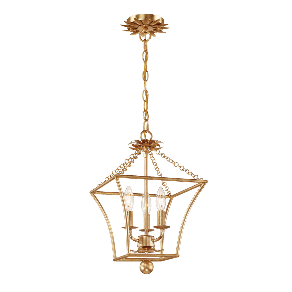 Gramercy Park 3 Light Transitional Lantern | Antique Silver & Gold