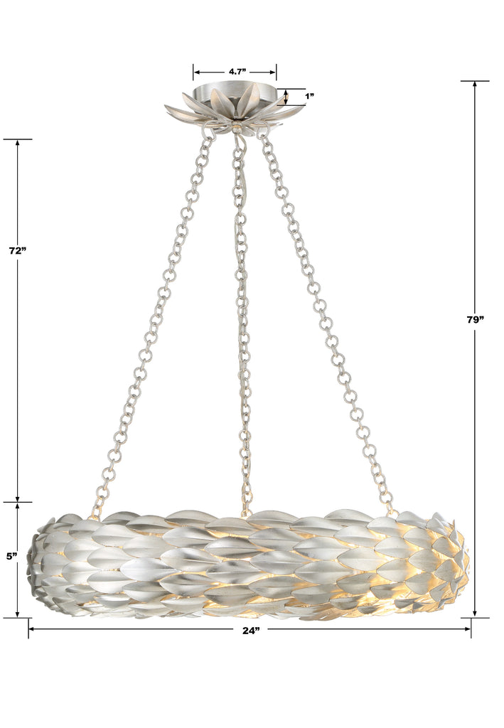 ramercy Park 6-Light Pendant - Antique Gold and Silver | Item Dimensions