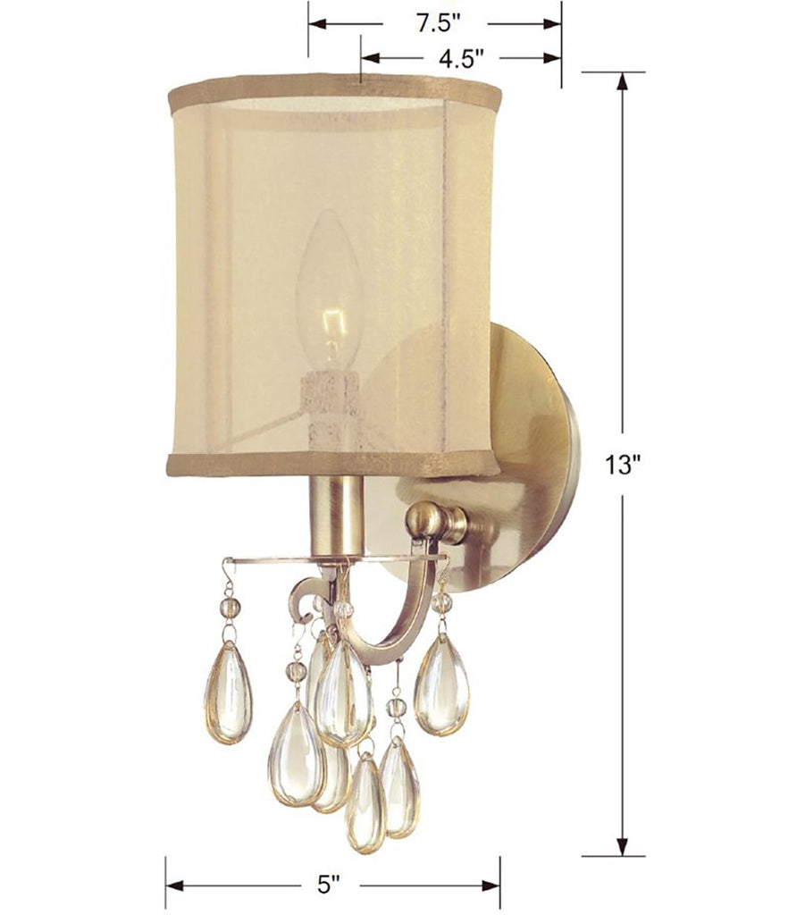 Chic Crystal Wall Sconce | Modern Lighting | Item Dimensions