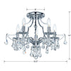 Transitional Ceiling Mount 5-Light Crystal Chandelier | Vibrant Gold, Polished Chrome | Item Dimensions