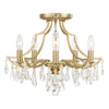 Transitional Ceiling Mount 5-Light Crystal Chandelier | Vibrant Gold, Polished Chrome