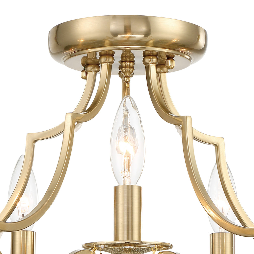 Transitional Ceiling Mount 5-Light Crystal Chandelier | Vibrant Gold, Polished Chrome | Alternate View